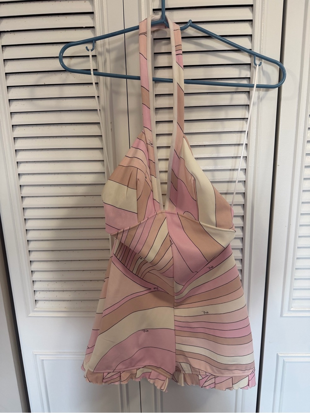 Emilio Pucci Pastel Pink and Cream Halter Romper